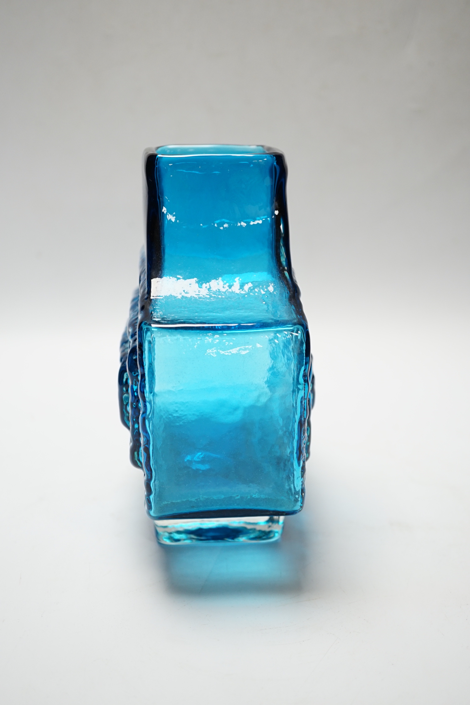 Geoffrey Baxter for Whitefriars, a TV vase in Kingfisher blue, 17cm high